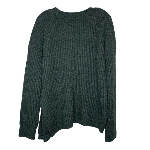 VINCE Side Slit Ribbed Wool Green Sweater SZ L - Picture 5 of 6
